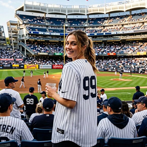 Nike MLB Tops - Yankees Pinstriped Baseball Jersey.